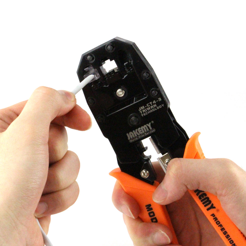Jakemy JM-CT4-3 4P 6P 8P Telephone Network Cable Crimping Pliers Tool + Wire Cutter