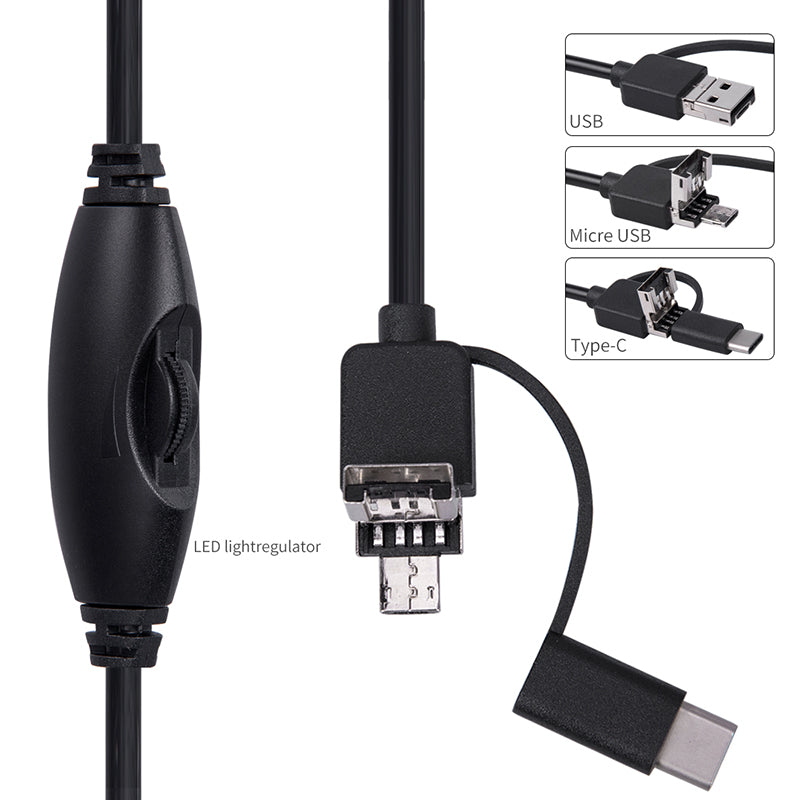 Digital Microscope 3-in-1 USB Endoscope 50X-1000X Magnification 8-LED Mini Camera for Mac Window Android