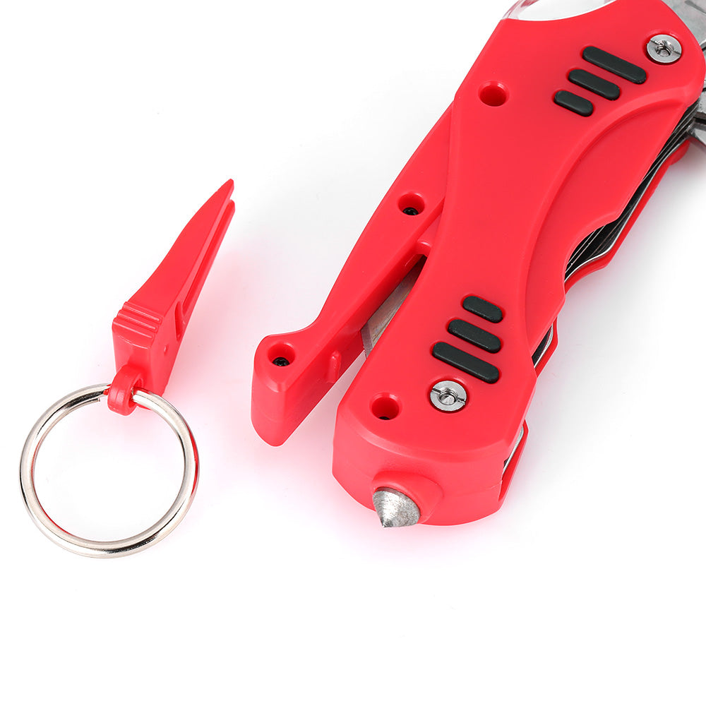 Portable LED Light / Wrench / Knife / Saw All-in-one EDC Tool Folding Multitools - Red