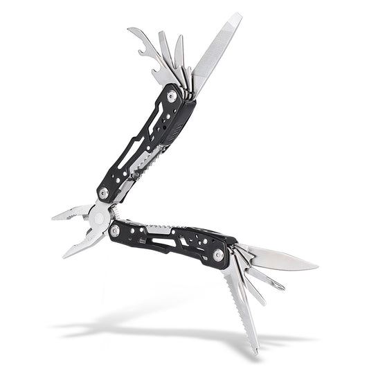 Stainless Steel Folding Multifunctional Pliers with Knife File - Black