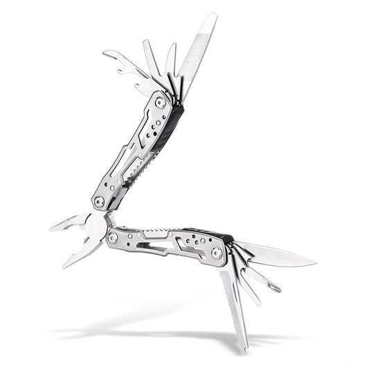 Multifunctional Stainless Steel Folding Pliers with Knife File - Silver Color