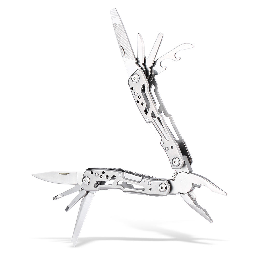 Multifunctional Stainless Steel Folding Pliers with Knife File - Silver Color