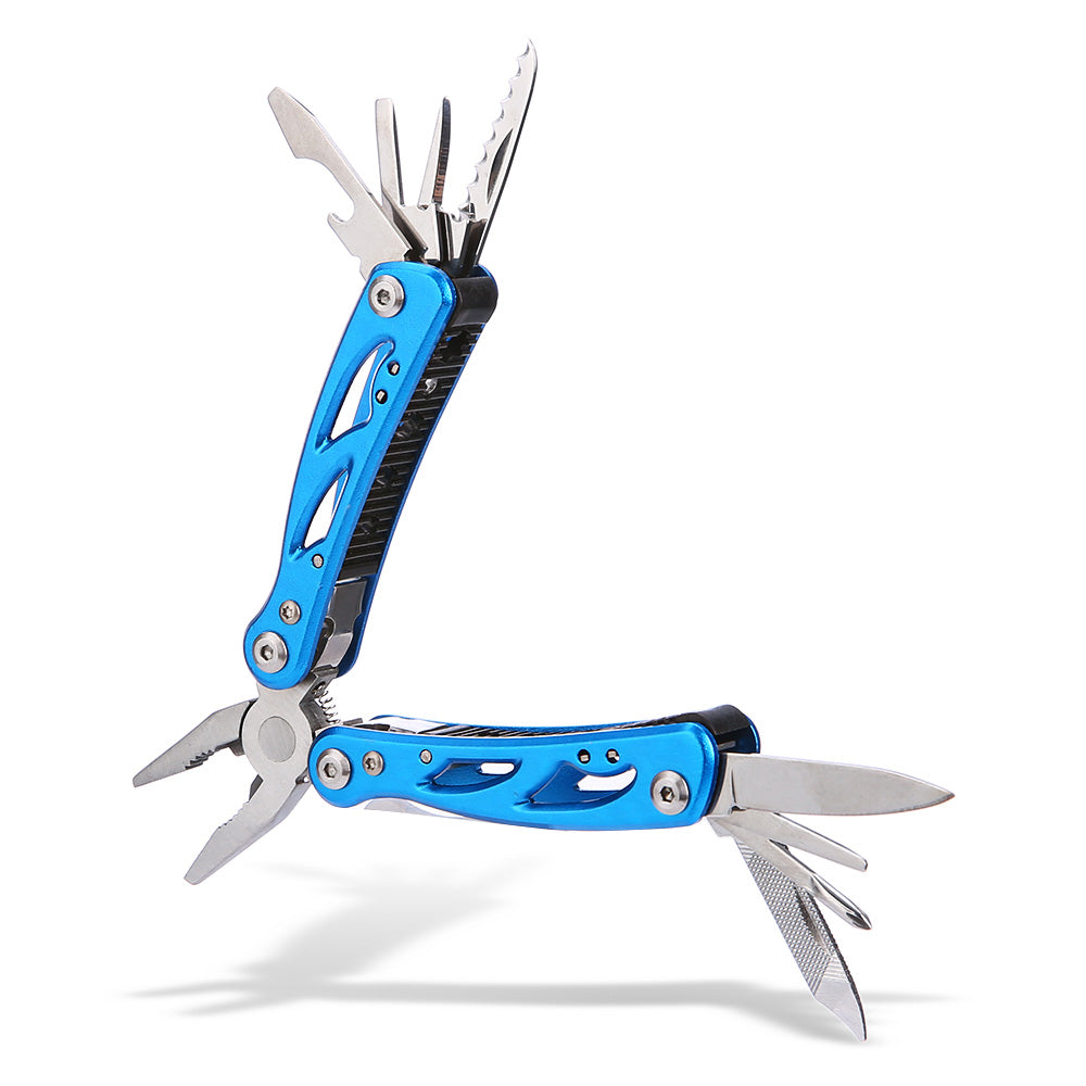 Stainless Steel Folding Multifunctional Pliers Screwdriver Knife - Blue