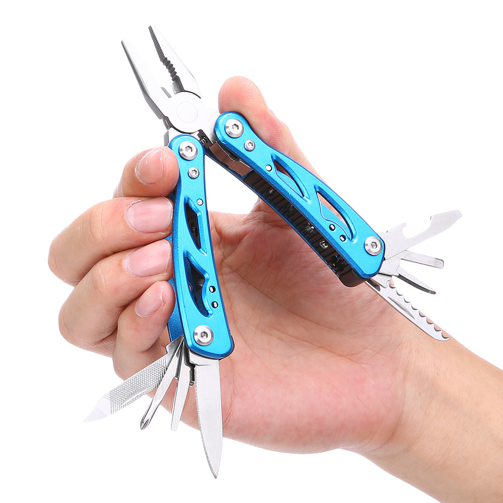 Stainless Steel Folding Multifunctional Pliers Screwdriver Knife - Blue