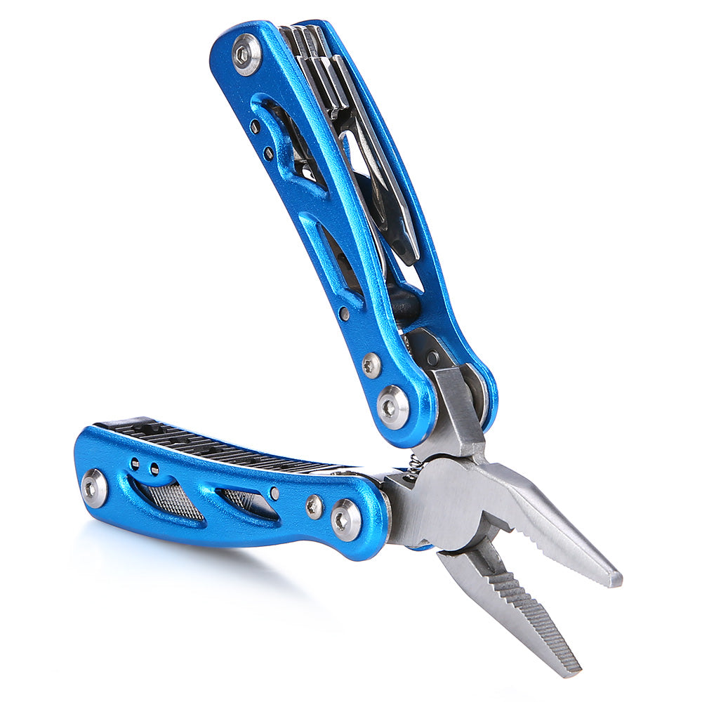 Stainless Steel Folding Multifunctional Pliers Screwdriver Knife - Blue