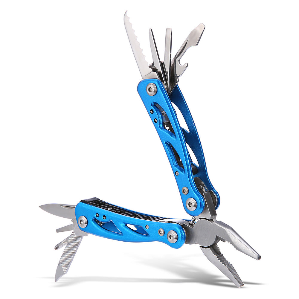 Stainless Steel Folding Multifunctional Pliers Screwdriver Knife - Blue