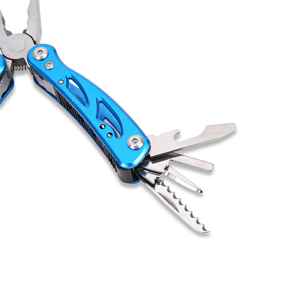 Stainless Steel Folding Multifunctional Pliers Screwdriver Knife - Blue