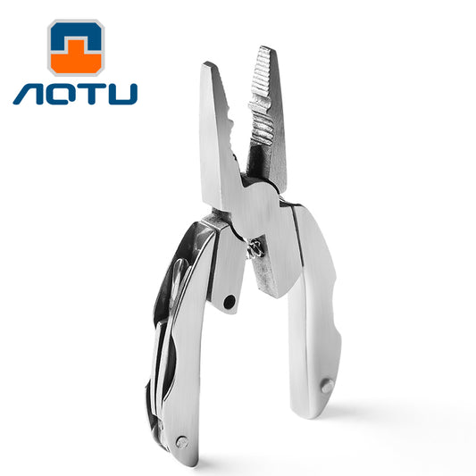 Aotu AT7570 Mini Multi-function Tortoise Pliers Stainless Steel Screwdriver Knife Rasp Tool
