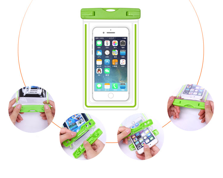 ETS-003 Noctilucent Waterproof Bag Strap Case for iPhone 7 Plus - Green