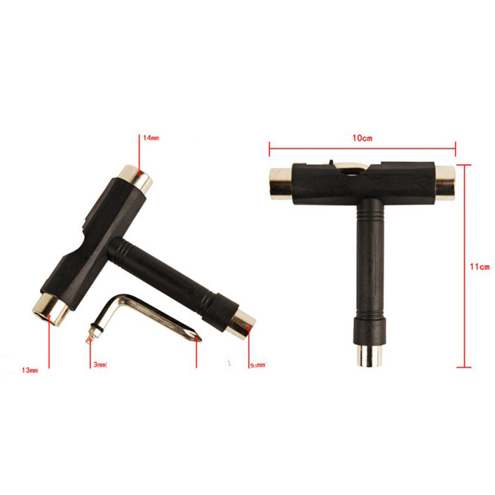 T-shape Wrench + Cross and Hexagon Screwdriver (Random Color) for Skateboard