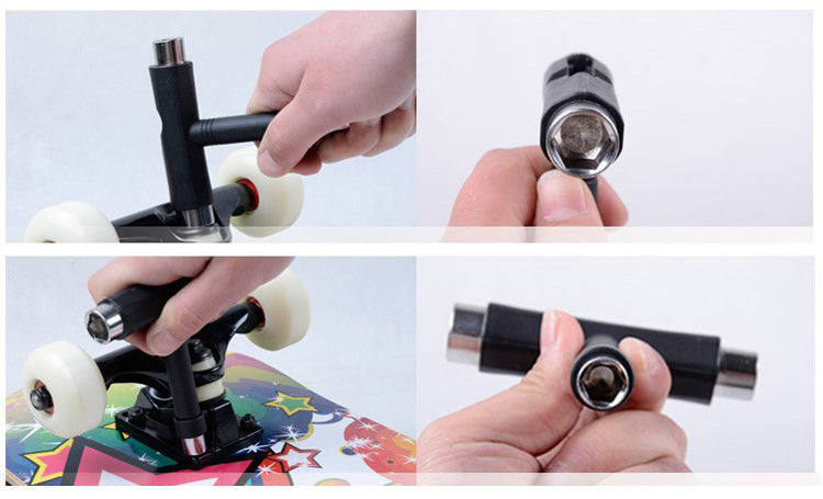 T-shape Wrench + Cross and Hexagon Screwdriver (Random Color) for Skateboard