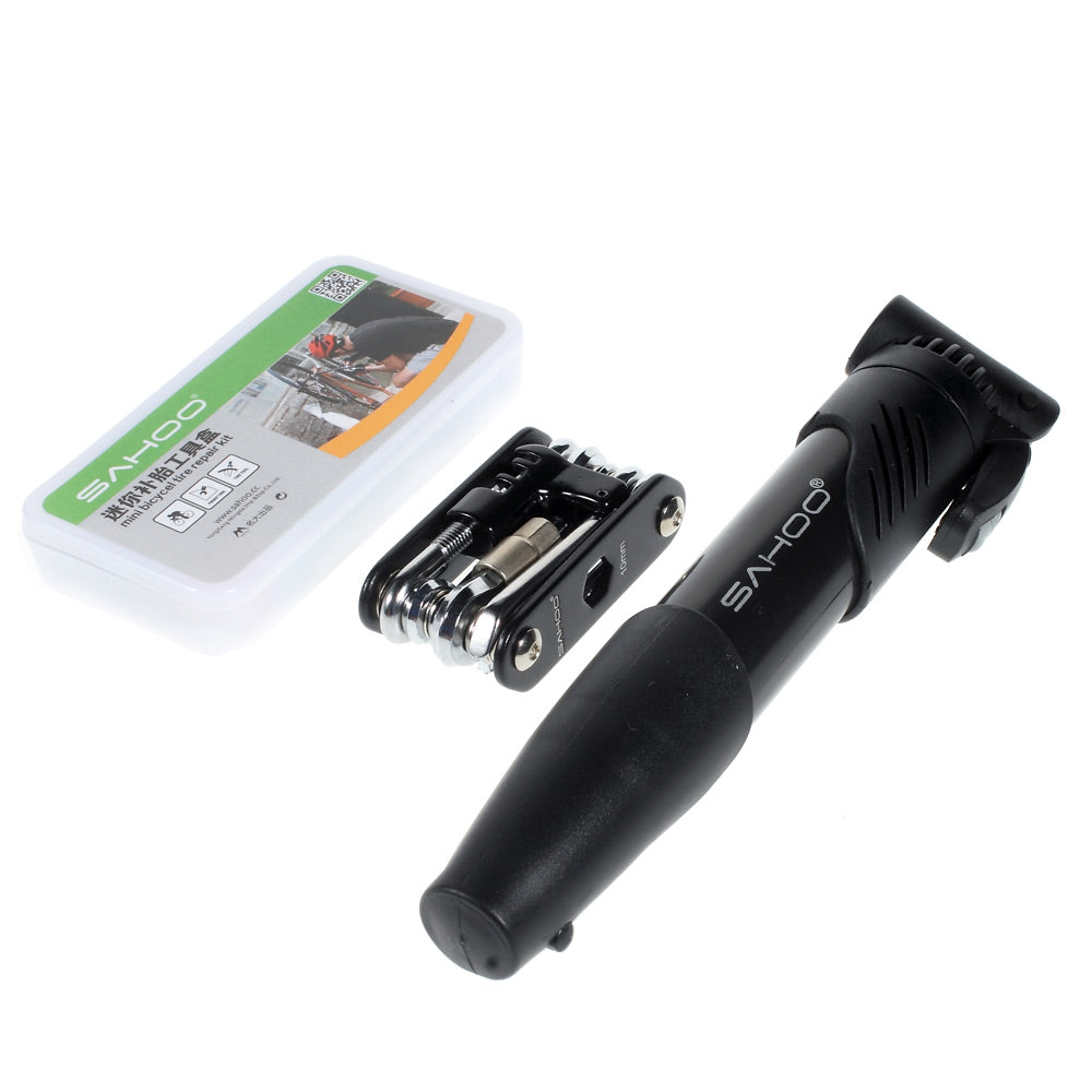 SAHOO 21255 Bike Bicycle Tool Set with Tire Repair Kit, Multifunctional Tool, Inflator Pump