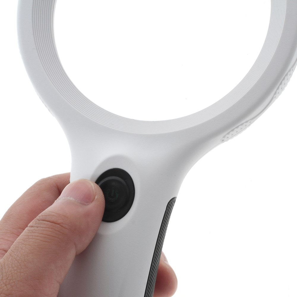 LED Lighting UV Money Detector Hand-held Magnifier for Reading Experiment - White