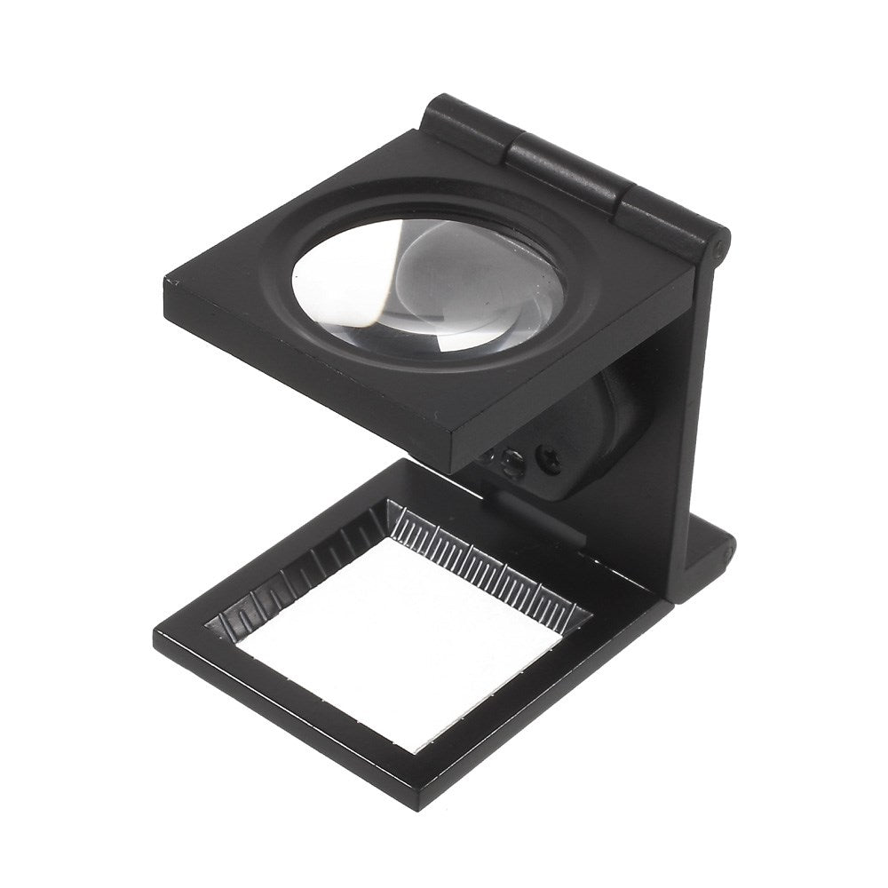 Black 10 Times Stoving Varnish Magnifying Glass with LED Light and Scale (C308B)