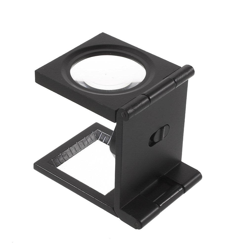 Black 10 Times Stoving Varnish Magnifying Glass with LED Light and Scale (C308B)