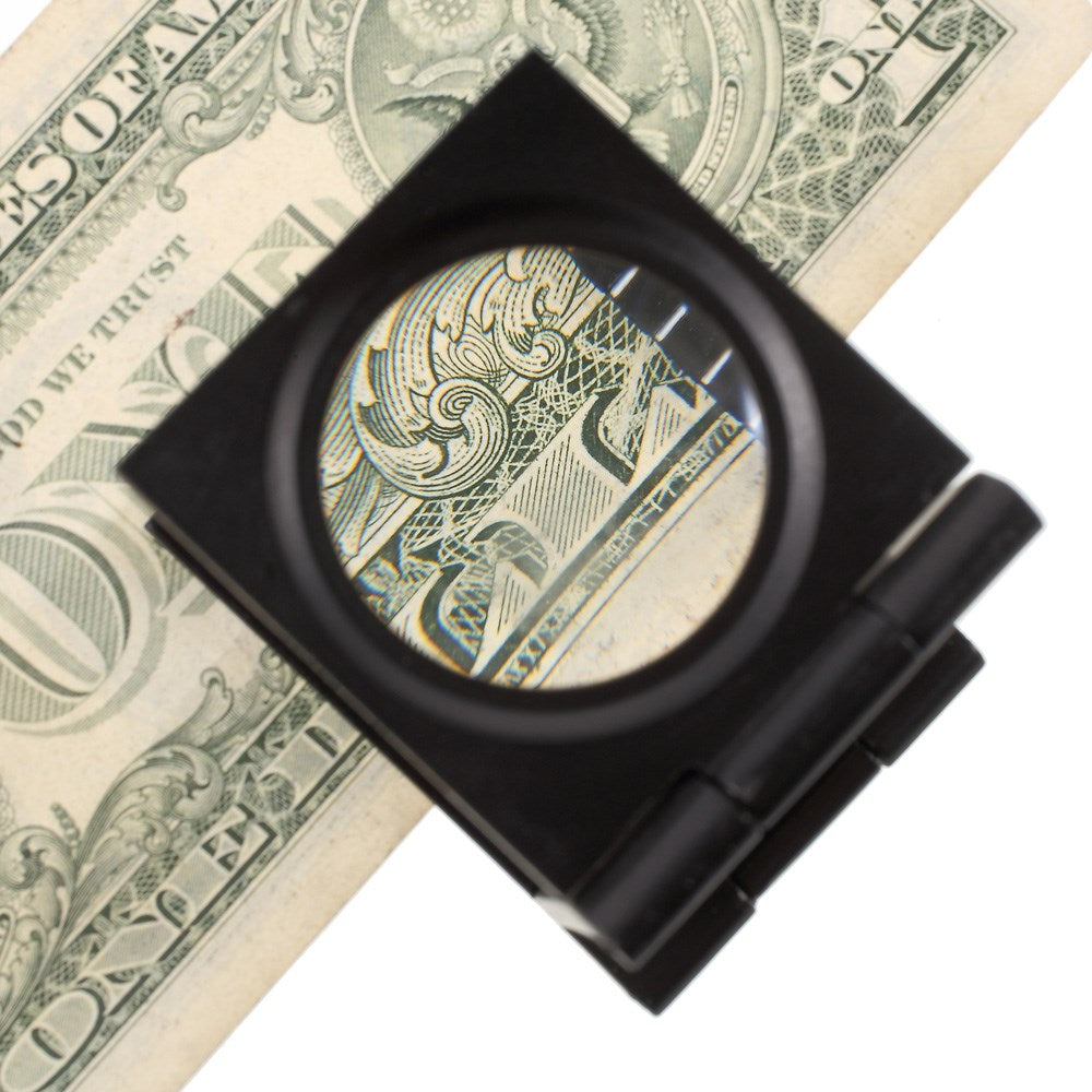 Black 10 Times Stoving Varnish Magnifying Glass with LED Light and Scale (C308B)