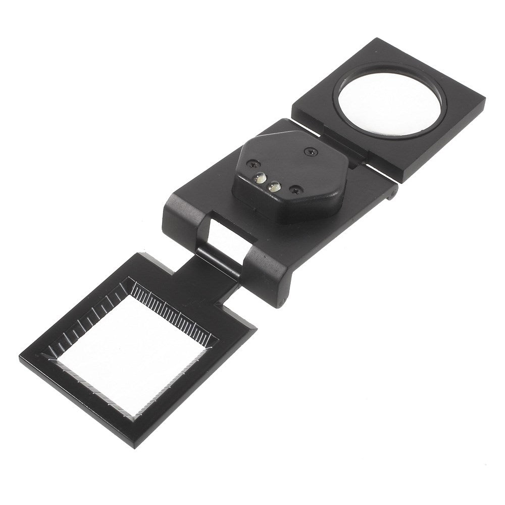 Black 10 Times Stoving Varnish Magnifying Glass with LED Light and Scale (C308B)