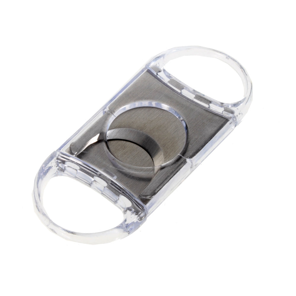 Pocket Size Cigar Cutter Stainless Steel and Transparent Plastic Cigar Cutter