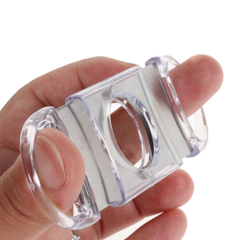Pocket Size Cigar Cutter Stainless Steel and Transparent Plastic Cigar Cutter