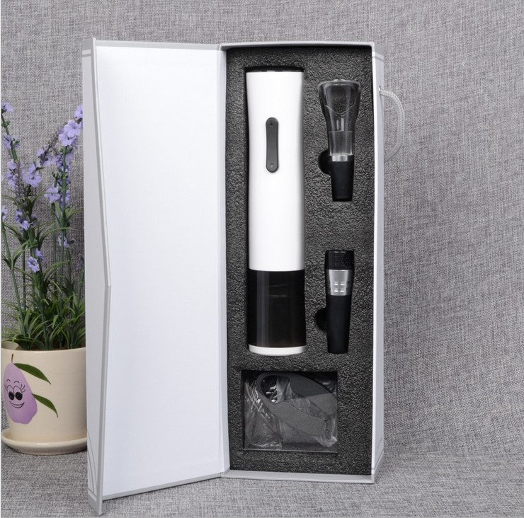 Rechargeable Wine Opener with Foil Cutter + Wine Pourer + Wine Vacuum Stopper + USB Cable