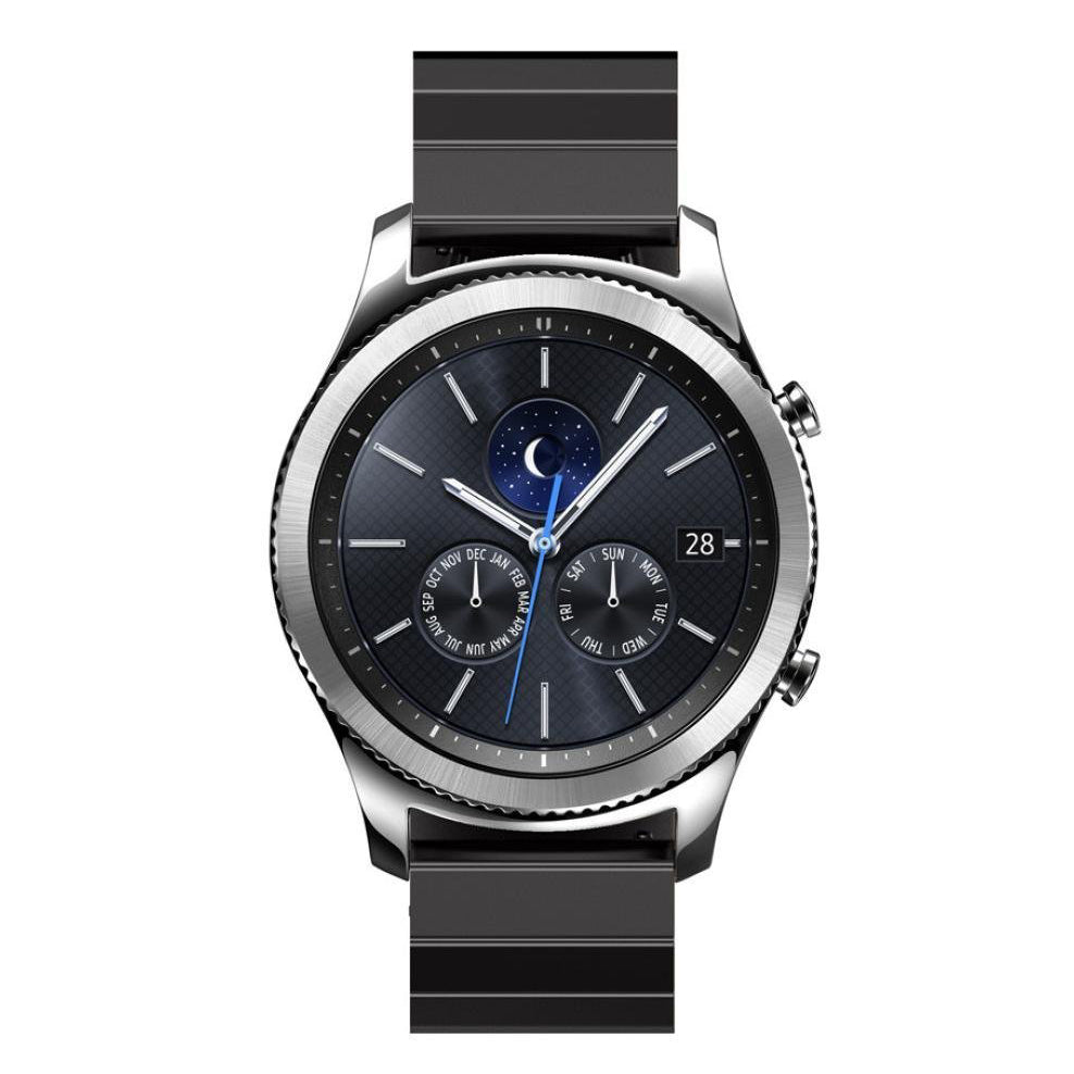 For Samsung Gear S3 Frontier/S3 Classic 22mm Solid Stainless Steel Watch Band Wrist Strap Replacement - Black