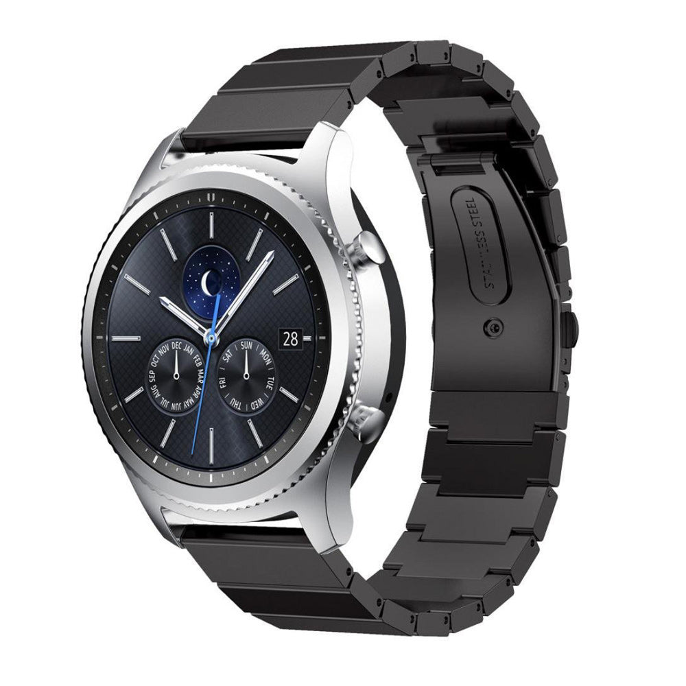 For Samsung Gear S3 Frontier/S3 Classic 22mm Solid Stainless Steel Watch Band Wrist Strap Replacement - Black