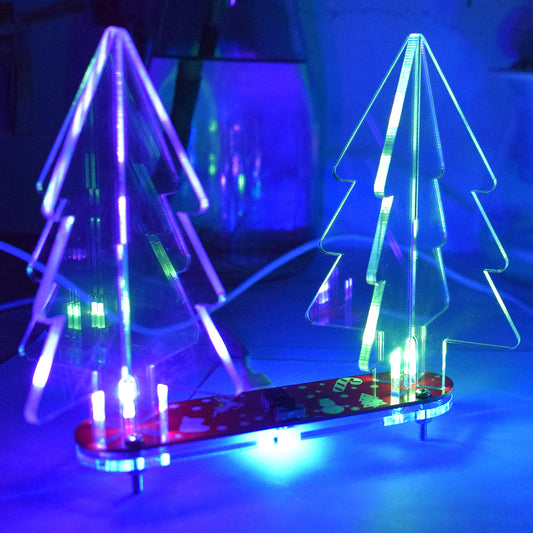 DIY Handmade Electronic Toy LED Gradient Acrylic Stereo Christmas Tree Decor Light - Red PCB + Transparent Acrylic
