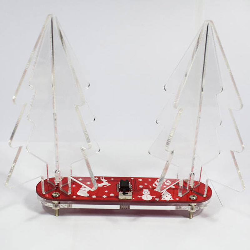 DIY Handmade Electronic Toy LED Gradient Acrylic Stereo Christmas Tree Decor Light - Red PCB + Transparent Acrylic