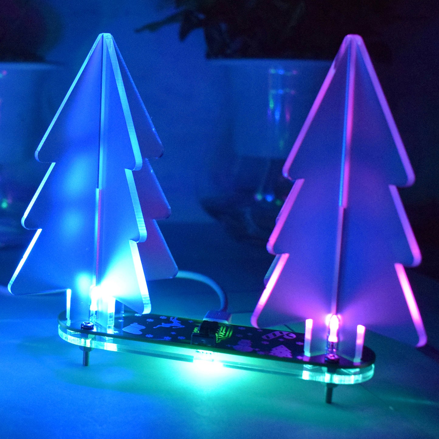 DIY Handmade Electronic Toy LED Gradient Acrylic Stereo Christmas Tree Decor Light - Green PCB + Matte Acrylic