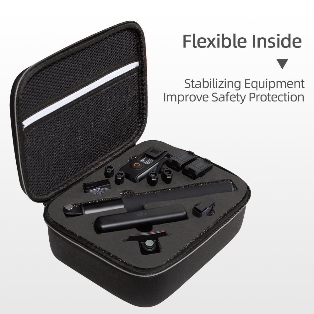 Uniqkart for DJI Osmo Action 3 Portable Zipper Camera Protection Case EVA Hard Shell Handle Strap Camera Accessories Storage Bag - Black
