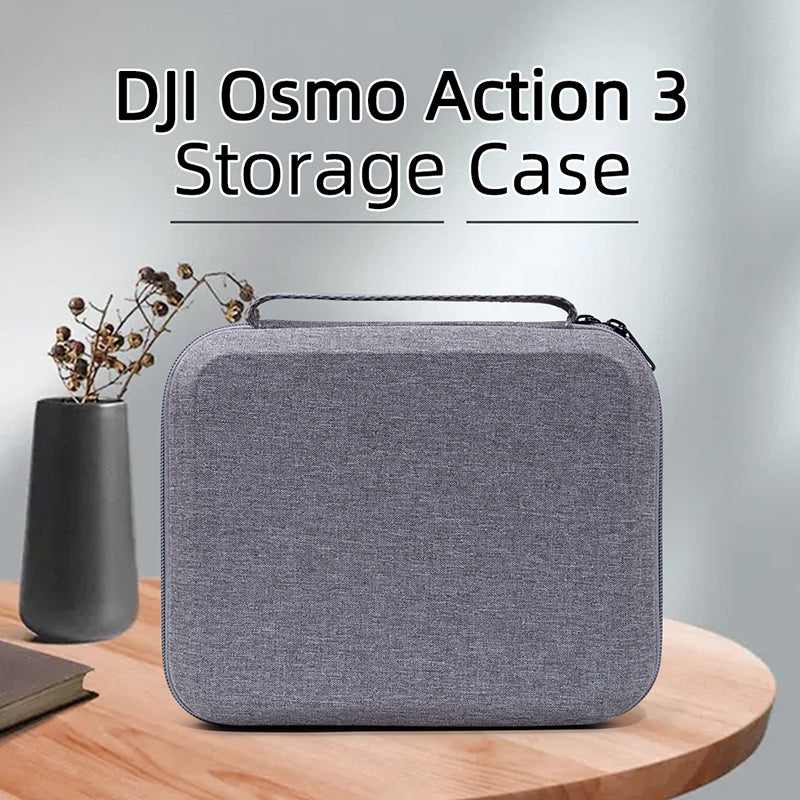 Uniqkart for DJI Osmo Action 3 Portable Zipper Camera Protection Case EVA Hard Shell Handle Strap Camera Accessories Storage Bag - Grey
