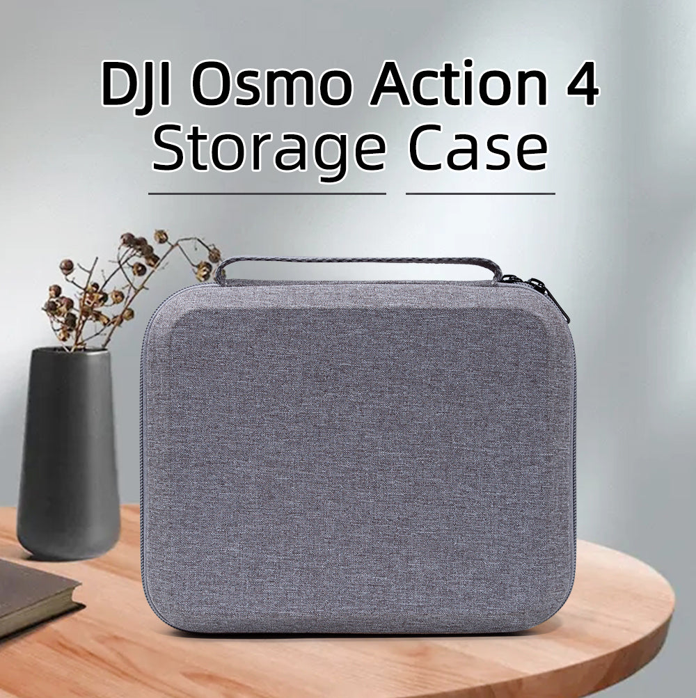 Uniqkart for DJI Osmo Action 3 Portable Zipper Camera Protection Case EVA Hard Shell Handle Strap Camera Accessories Storage Bag - Grey