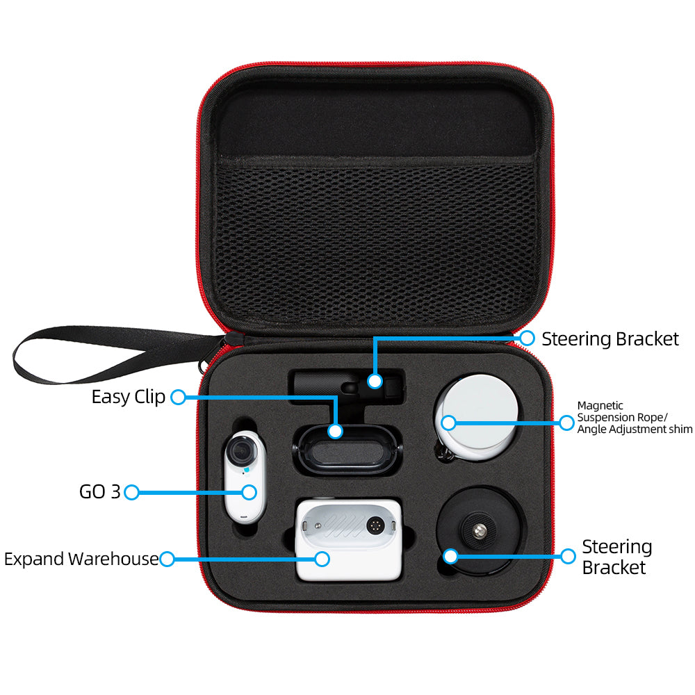 Uniqkart for Insta360 GO 3 Camera Protective Organizer Case Ant Cloth+EVA Storage Bag - Black