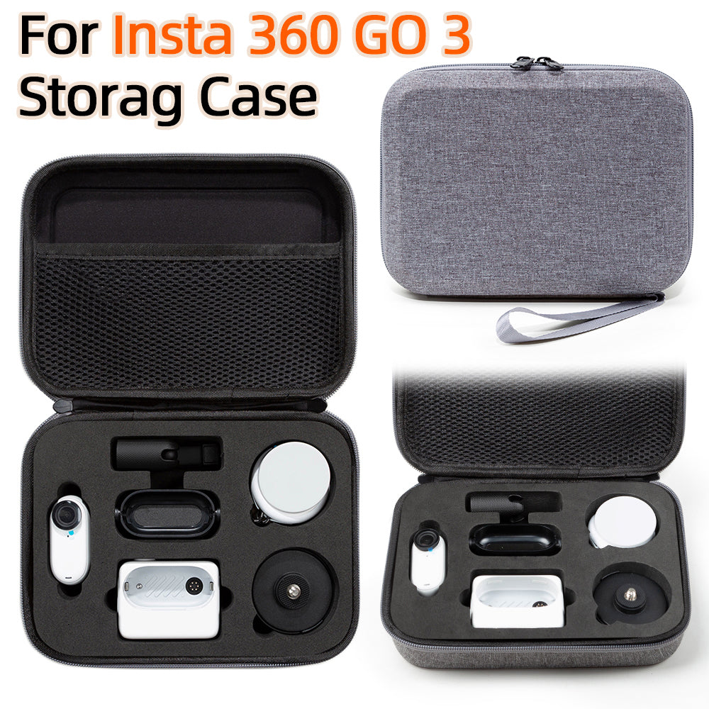 Uniqkart for Insta360 GO 3 Camera Protective Organizer Case Ant Cloth+EVA Storage Bag - Grey