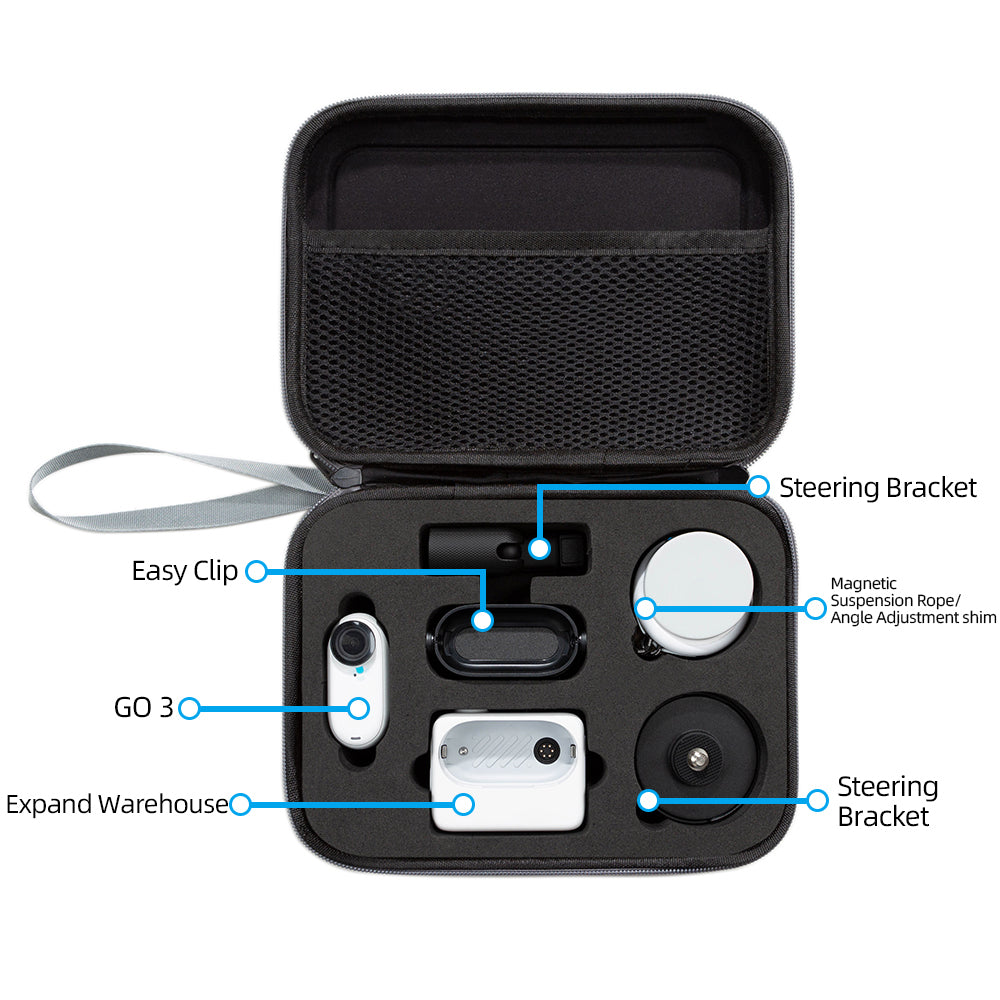Uniqkart for Insta360 GO 3 Camera Protective Organizer Case Ant Cloth+EVA Storage Bag - Grey