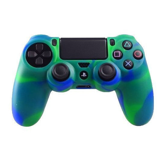 Handle Camouflage Silicone Cover For Sony PS4 - Blue/Green