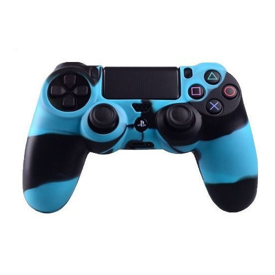 Handle Camouflage Silicone Cover For Sony PS4 - Black/Blue