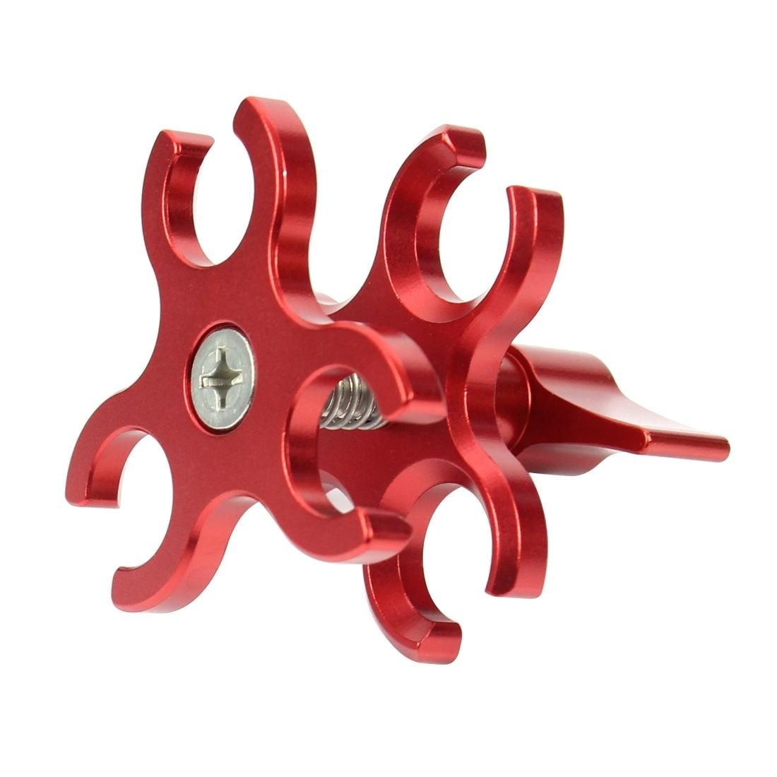 PULUZ Triple Ball Clamp Open Hole Diving Camera Bracket CNC Aluminum Spring Flashlight Clamp for Diving Underwater Photography System (Red)