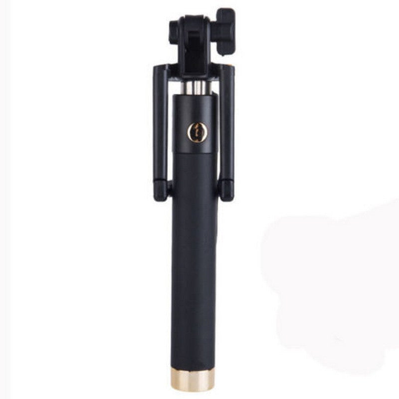 Mini Universal 3.5mm Wire Control Extendable Selfie Stick - Gold