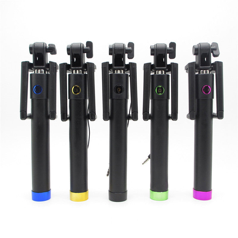 Mini Universal 3.5mm Wire Control Extendable Selfie Stick - Gold
