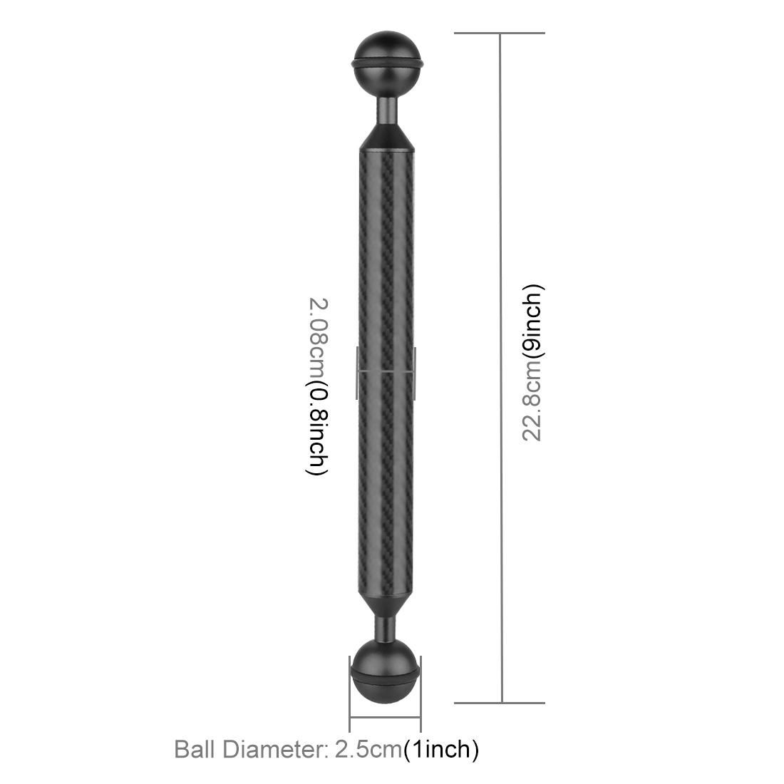 PULUZ  9 inch 22.8cm Length 20.8mm Diameter Dual Balls Carbon Fiber Floating Arm, Ball Diameter: 25mm (Blue)