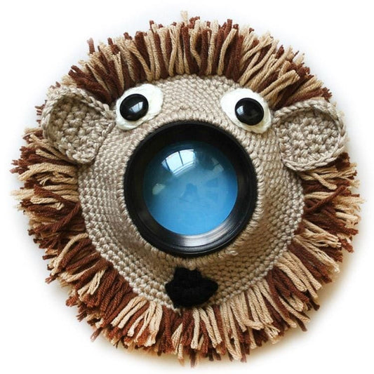 Hand-knitted Wool Camera Lens Animal Decoration Ring Baby Photo Guide Props (Khaki Lion)