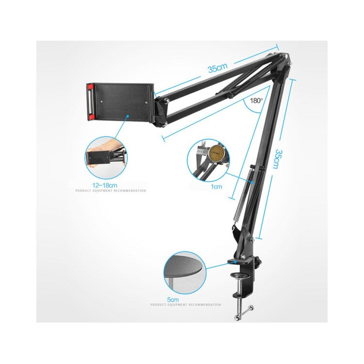 35-B Foldable Tablet Stand Holder Bedside Cantilever Lazy Bracket with 180 Degree Rotation for iPad Cellphone Tablet