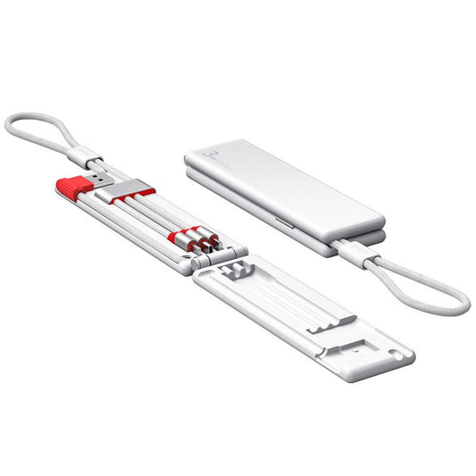 Portable Multi-function 3-in-1 Type-C +Micro + Lightning Fast Charging Cables Magic Magnetic Box - White