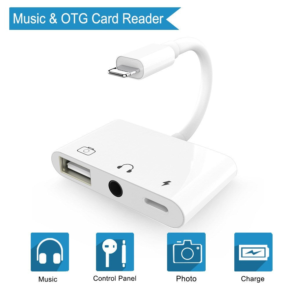 3-In-1 Adapter For Lightning To Audio USB 3.0/2.0 Digital Camera Reader OTG Adapter With Charging Interface