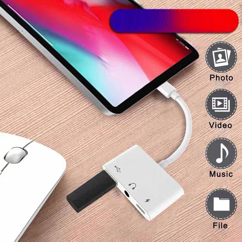 3-In-1 Adapter For Lightning To Audio USB 3.0/2.0 Digital Camera Reader OTG Adapter With Charging Interface