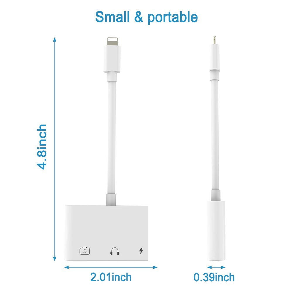 3-In-1 Adapter For Lightning To Audio USB 3.0/2.0 Digital Camera Reader OTG Adapter With Charging Interface