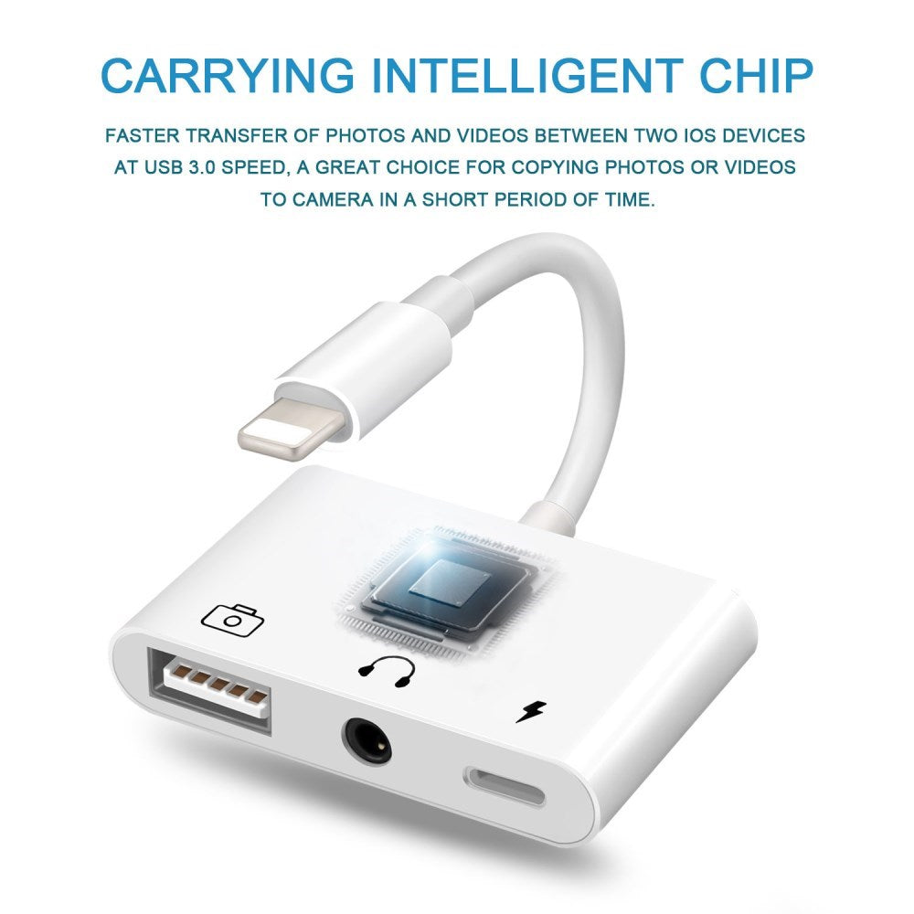 3-In-1 Adapter For Lightning To Audio USB 3.0/2.0 Digital Camera Reader OTG Adapter With Charging Interface