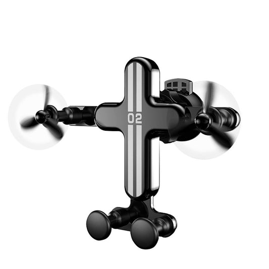 Small Aircraft Gravity Mobile Phone Bracket Car Phone Holder Car Navigation Stand Suction Cup for Travel Outdoor Use - Black
