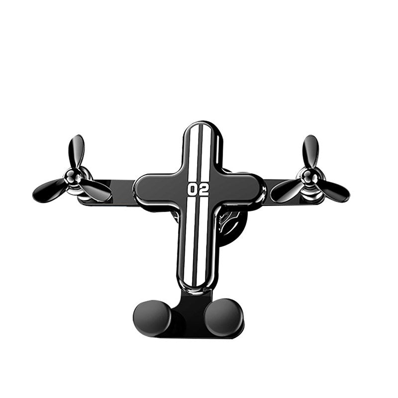Small Aircraft Gravity Mobile Phone Bracket Car Phone Holder Car Navigation Stand Suction Cup for Travel Outdoor Use - Black